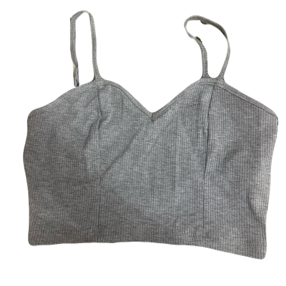 SHEIN Gray Ribbed Crop Top